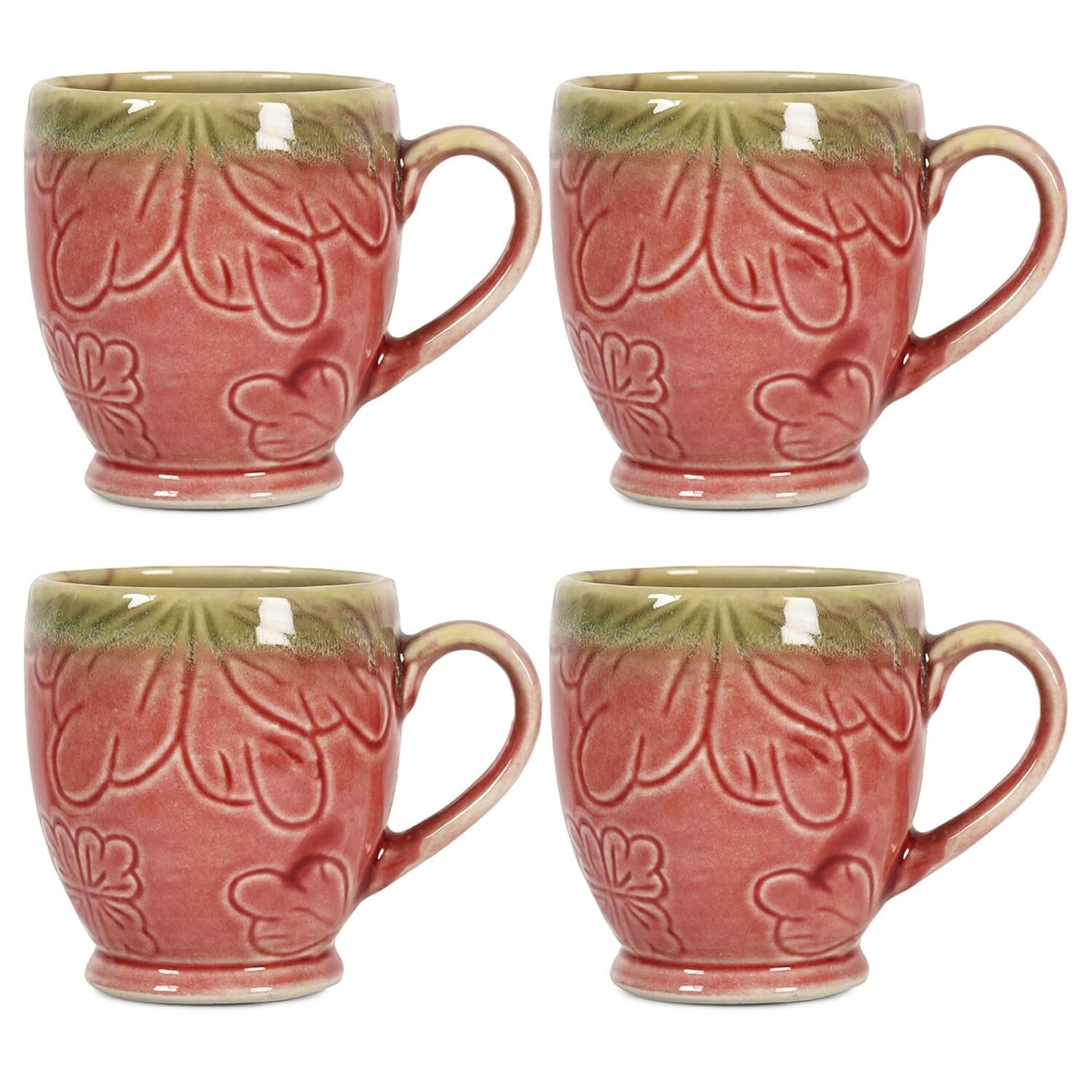 Pink Bloom Ceramic Coffee Mug Set of 4